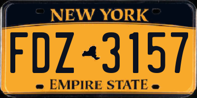 NY license plate FDZ3157