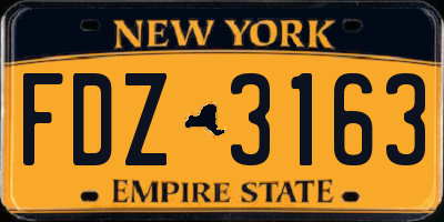 NY license plate FDZ3163
