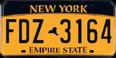 NY license plate FDZ3164