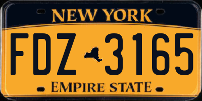 NY license plate FDZ3165