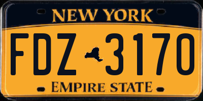 NY license plate FDZ3170