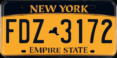 NY license plate FDZ3172