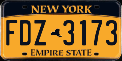 NY license plate FDZ3173