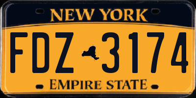 NY license plate FDZ3174