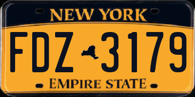 NY license plate FDZ3179