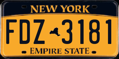 NY license plate FDZ3181