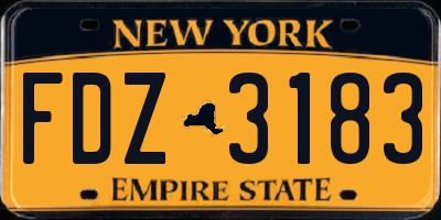 NY license plate FDZ3183