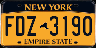 NY license plate FDZ3190