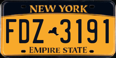 NY license plate FDZ3191