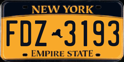 NY license plate FDZ3193