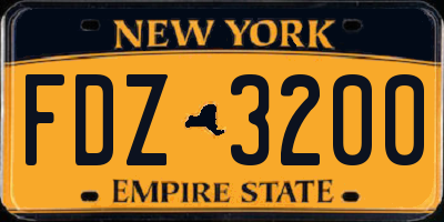 NY license plate FDZ3200