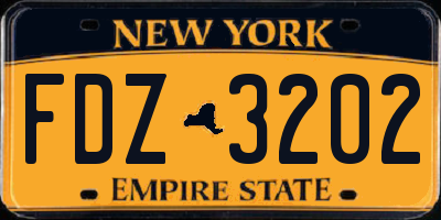 NY license plate FDZ3202