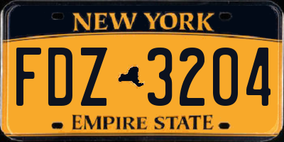 NY license plate FDZ3204