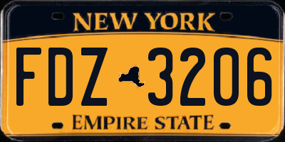 NY license plate FDZ3206