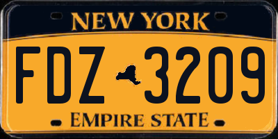 NY license plate FDZ3209