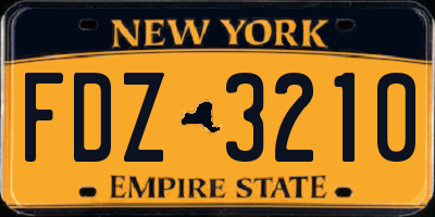 NY license plate FDZ3210