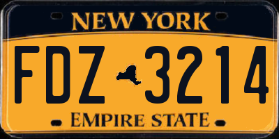 NY license plate FDZ3214
