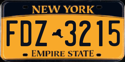 NY license plate FDZ3215