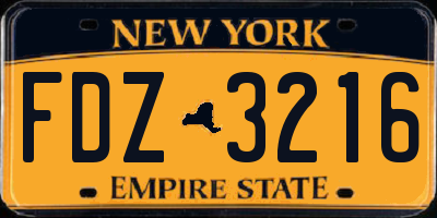 NY license plate FDZ3216