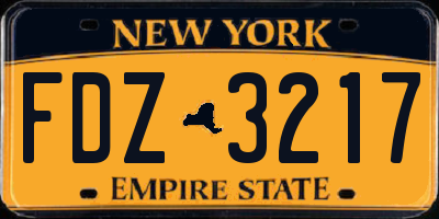 NY license plate FDZ3217