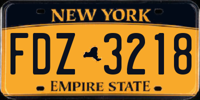 NY license plate FDZ3218