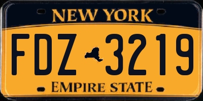 NY license plate FDZ3219