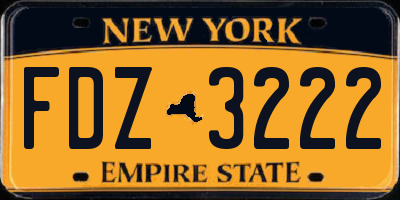 NY license plate FDZ3222