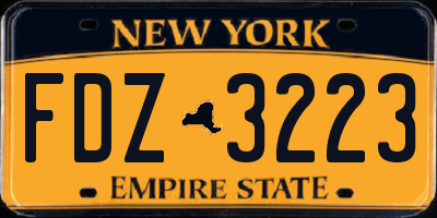 NY license plate FDZ3223