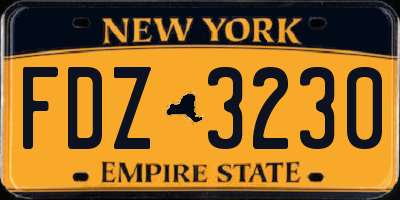 NY license plate FDZ3230