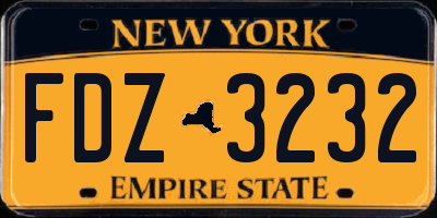 NY license plate FDZ3232