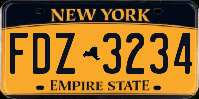 NY license plate FDZ3234