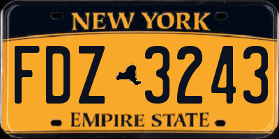 NY license plate FDZ3243