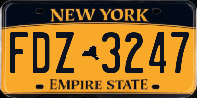 NY license plate FDZ3247