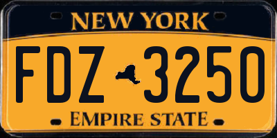 NY license plate FDZ3250
