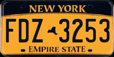 NY license plate FDZ3253