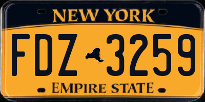 NY license plate FDZ3259