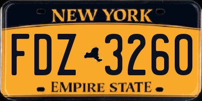 NY license plate FDZ3260
