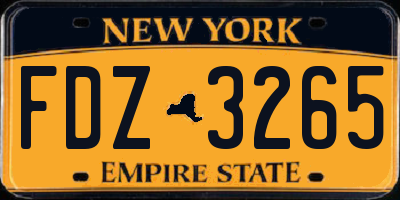 NY license plate FDZ3265