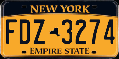 NY license plate FDZ3274