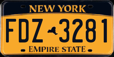 NY license plate FDZ3281