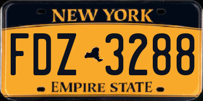 NY license plate FDZ3288