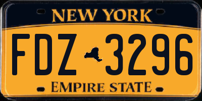 NY license plate FDZ3296