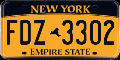 NY license plate FDZ3302
