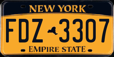 NY license plate FDZ3307