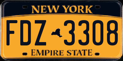 NY license plate FDZ3308