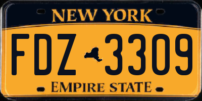NY license plate FDZ3309