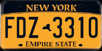 NY license plate FDZ3310