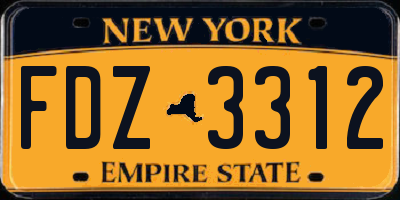 NY license plate FDZ3312