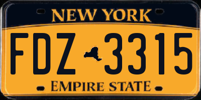 NY license plate FDZ3315