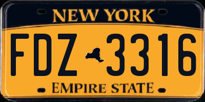 NY license plate FDZ3316